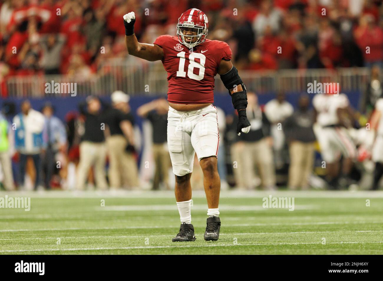 Alabama defensive lineman LaBryan Ray (18) celebrates during the ...