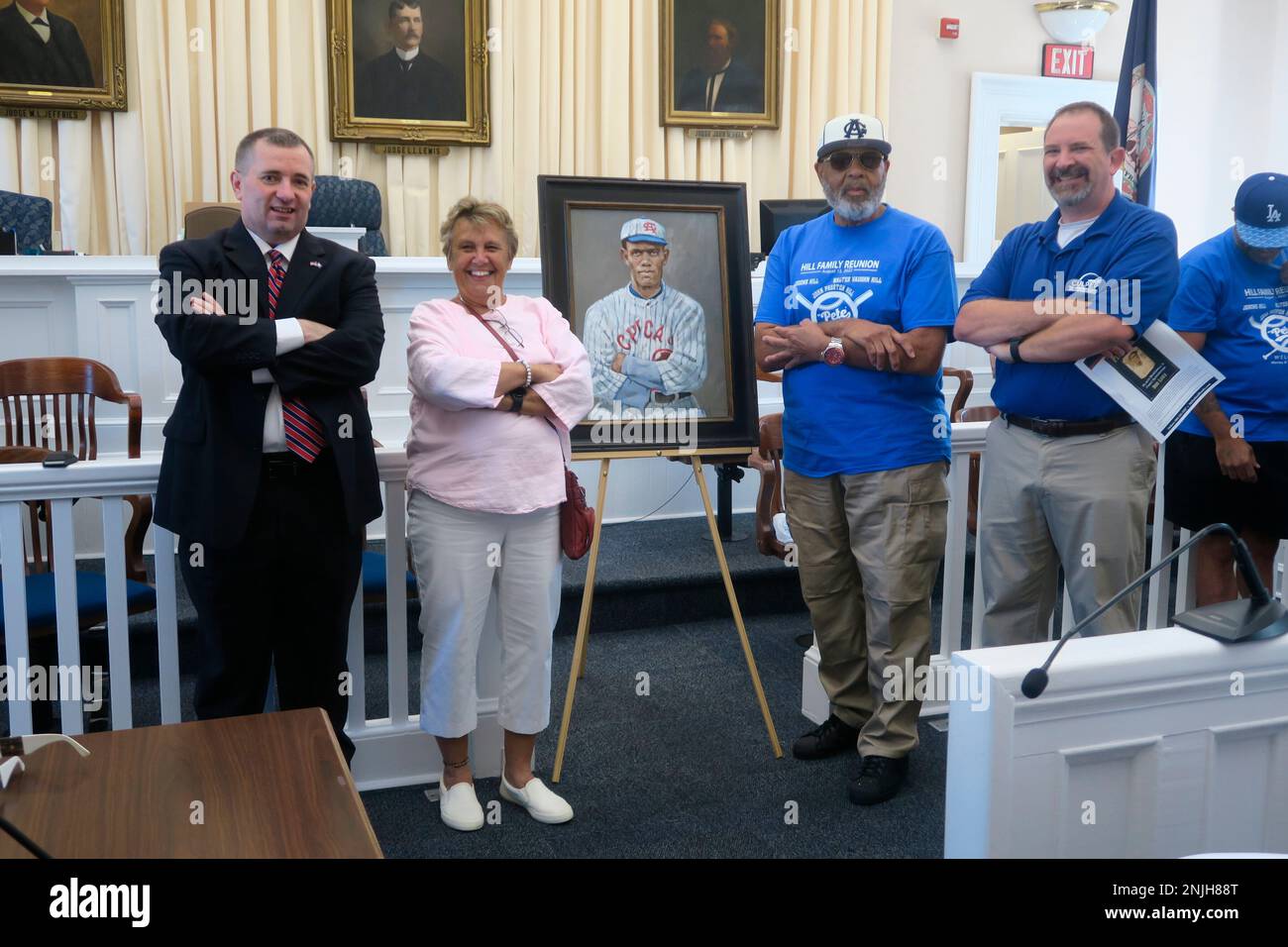From left, Judge Dale Durrer, historian Zann Nelson, Ron Hill and