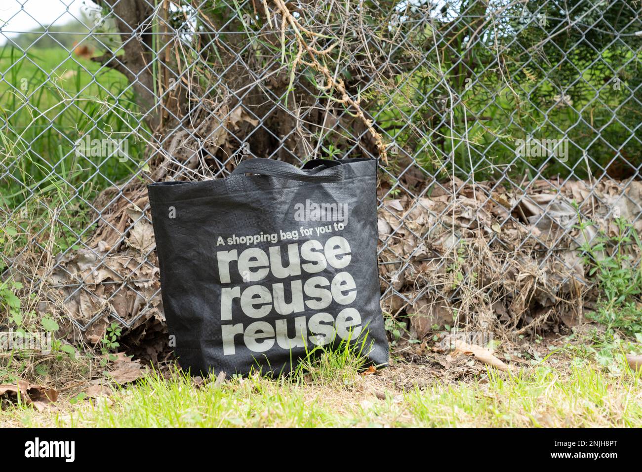 Black fabric bag for zero waste, environmentally friendly concept left