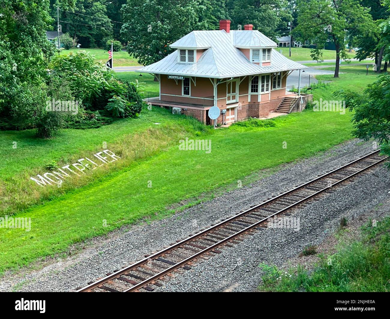 The Montpelier Station railroad depot, built in 1910 by William duPont, is seen from the