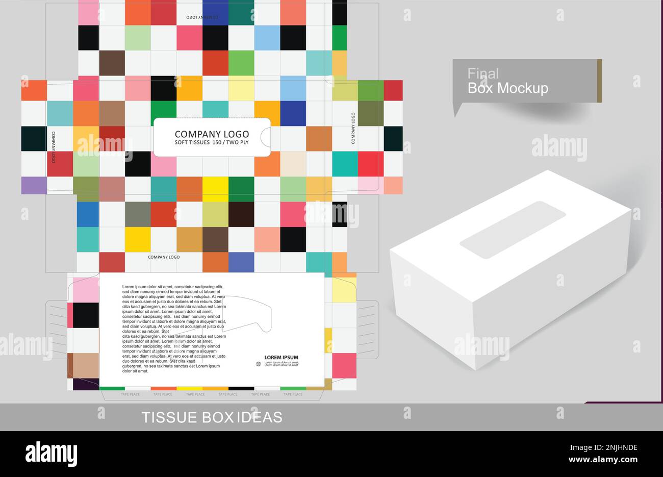 Spring colors pallets tissue box concept, template for business purpose ...