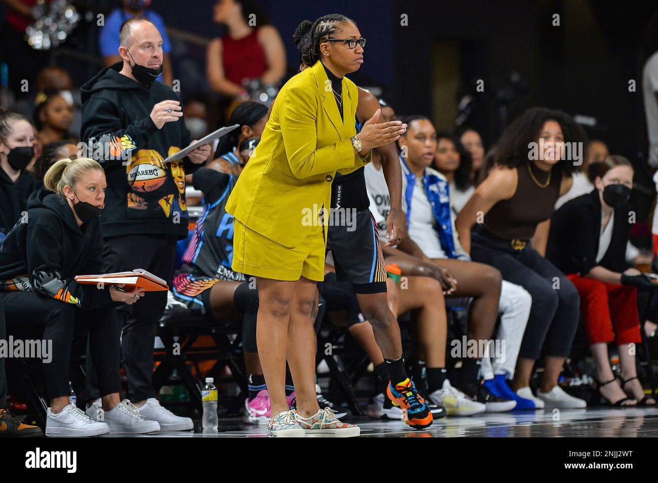 COLLEGE PARK, GA – AUGUST 12: Atlanta head coach Tanisha Wright reacts ...