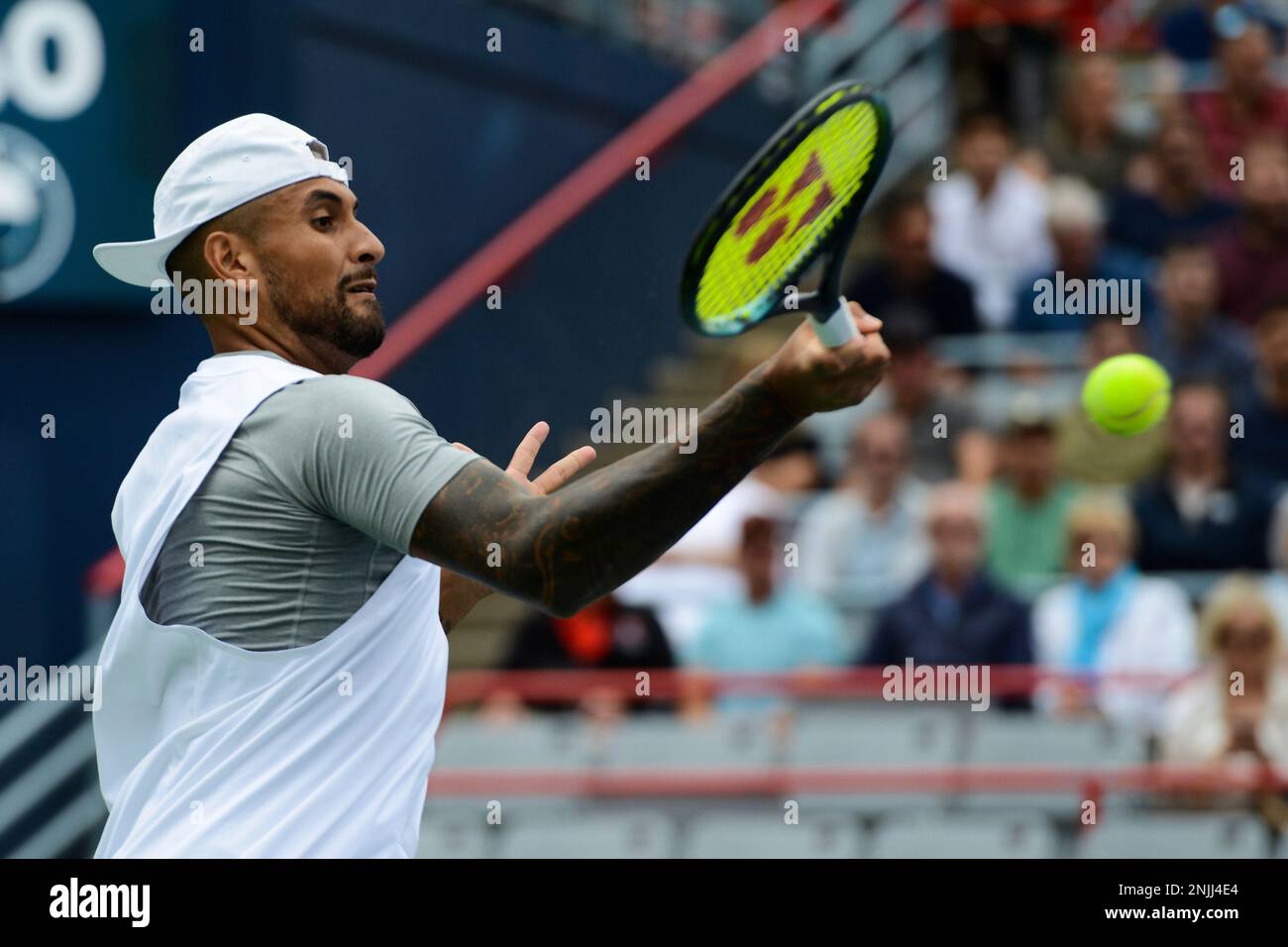 August 12, 2022, Montreal, Quebec, Canada: NICK KYRGIOS in his quarterfinal  match in the National Bank Open tennis tournament in Montreal Canada.  (Credit Image: © Christopher Levy/ZUMA Press Wire) (Cal Sport Media