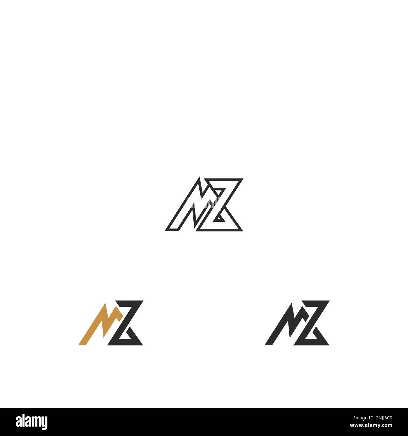 Alphabet letters Initials Monogram logo ZM, MZ, M and Z Stock Vector