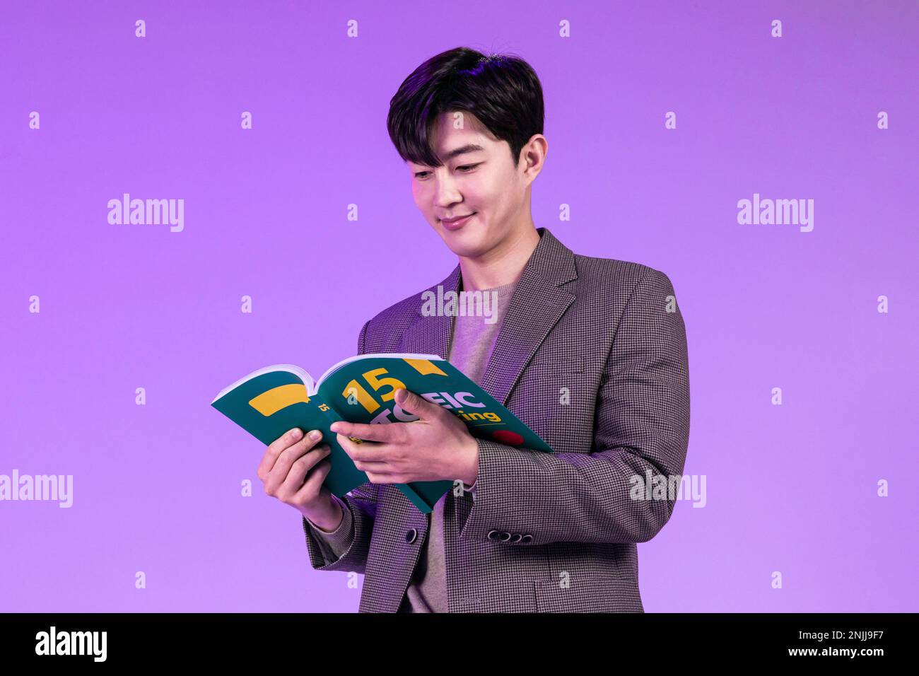 handsome Korean young man studying english Stock Photo