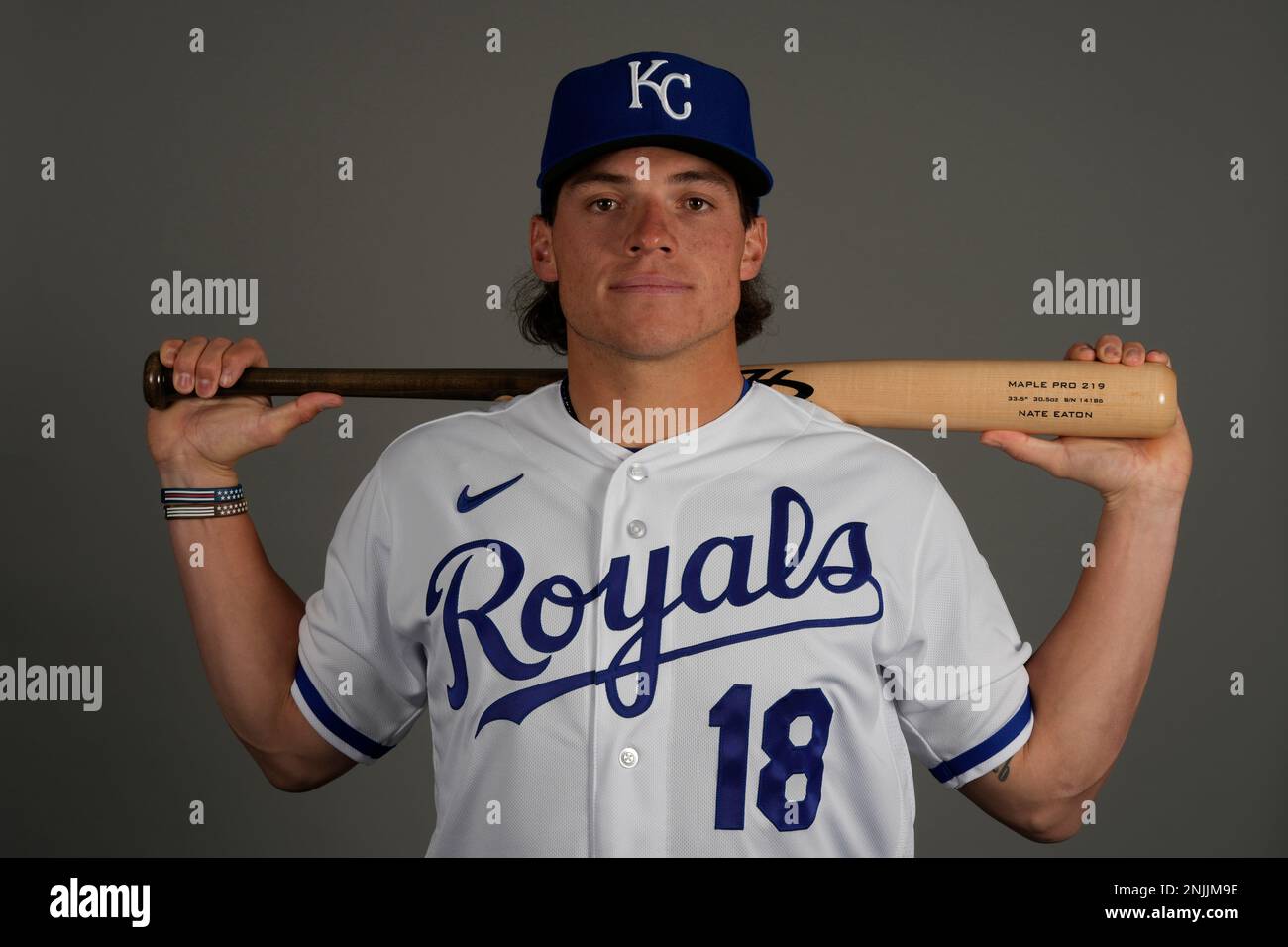 This is a 2023 photo of Nate Eaton of the Kansas City Royals baseball team.  This image reflects the Kansas City Royals active roster as of Wednesday,  Feb. 22, 2023, when this