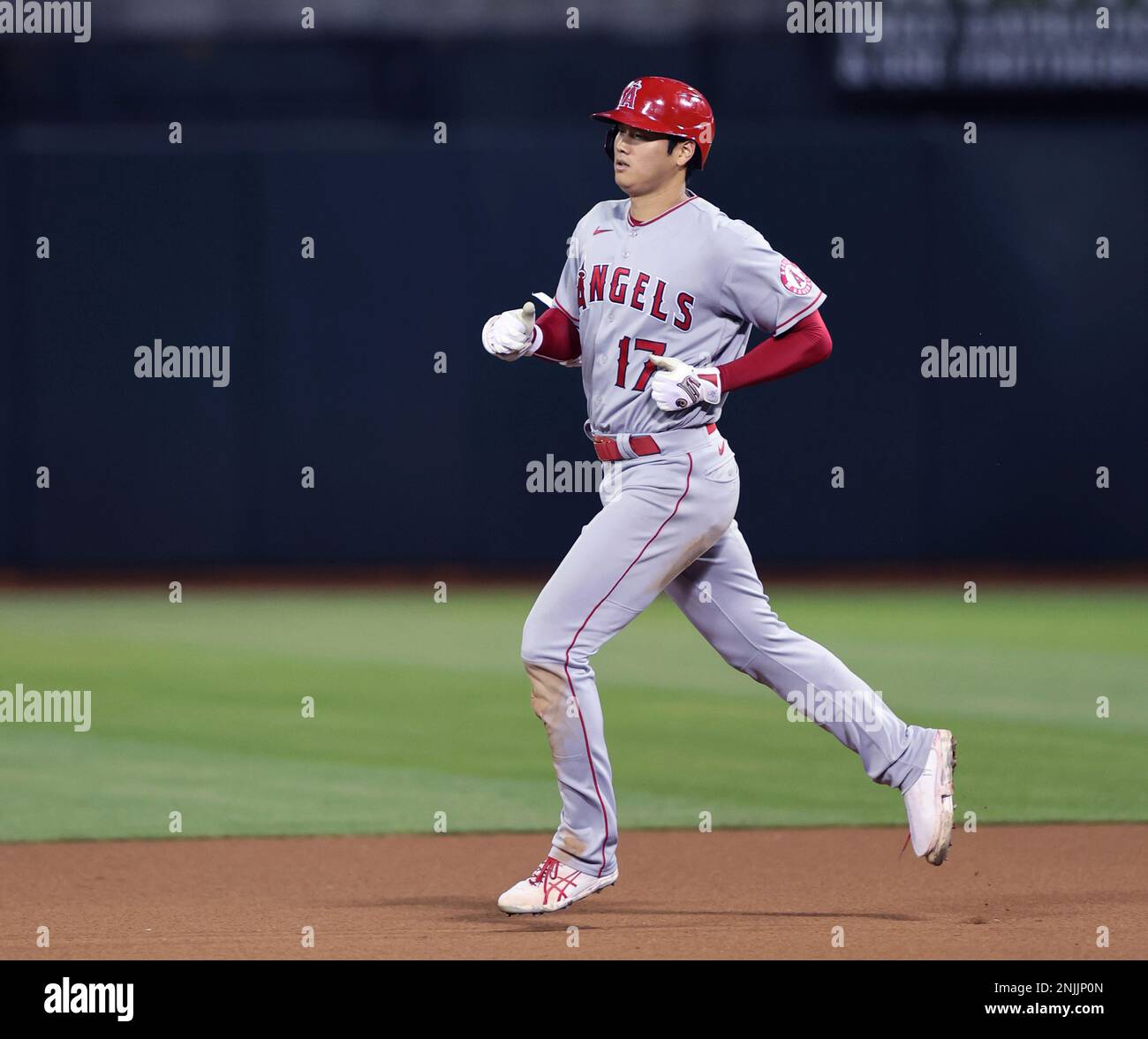 Shohei Ohtani of the Los Angeles Angels during the Major League Baseball  game against the Oakland Athletics at Angel Stadium in Anaheim, California,  United States, April 6, 2018. Credit: AFLO/Alamy Live News