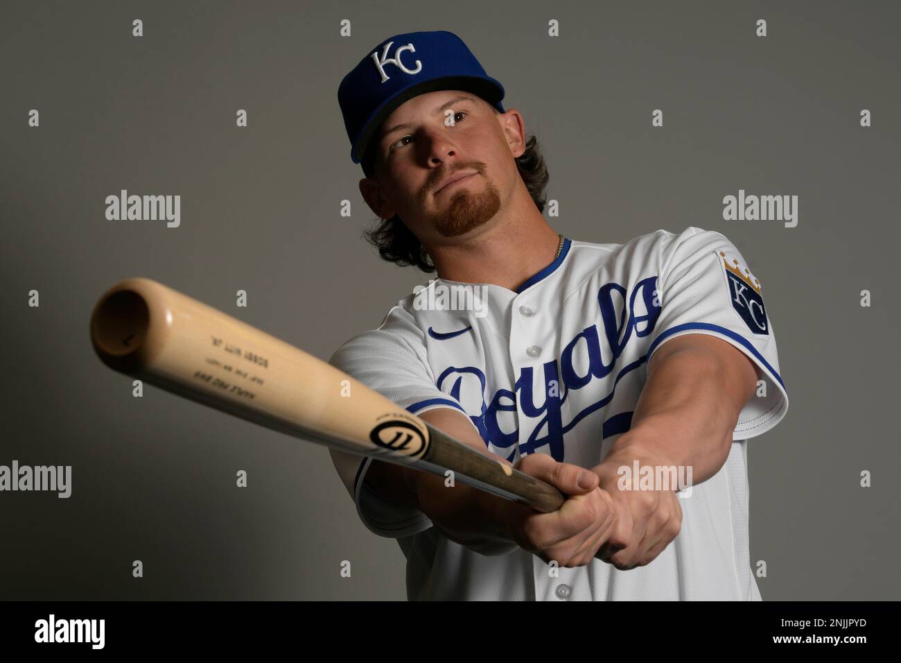 This is a 2023 photo of Bobby Witt Jr. of the Kansas City Royals baseball  team. This image reflects the Kansas City Royals active roster as of  Wednesday, Feb. 22, 2023, when