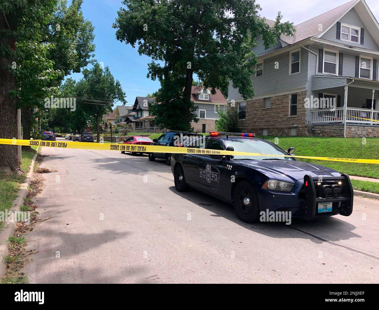 The Kansas City Police Department investigates a homicide, Sunday, Aug