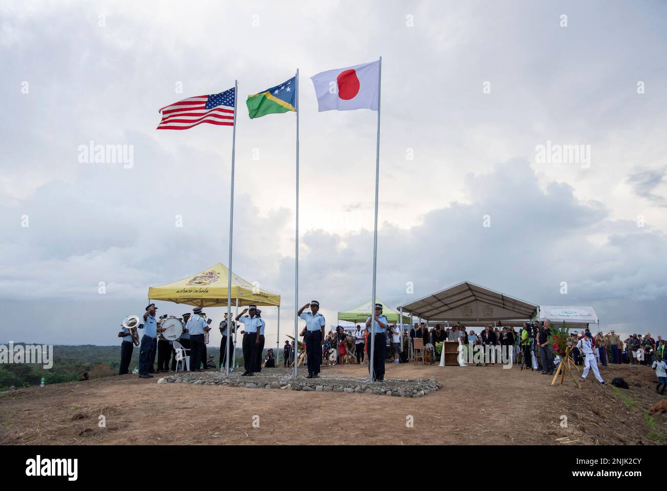 In this photo provided by the New Zealand Defence Force, a dawn service ...