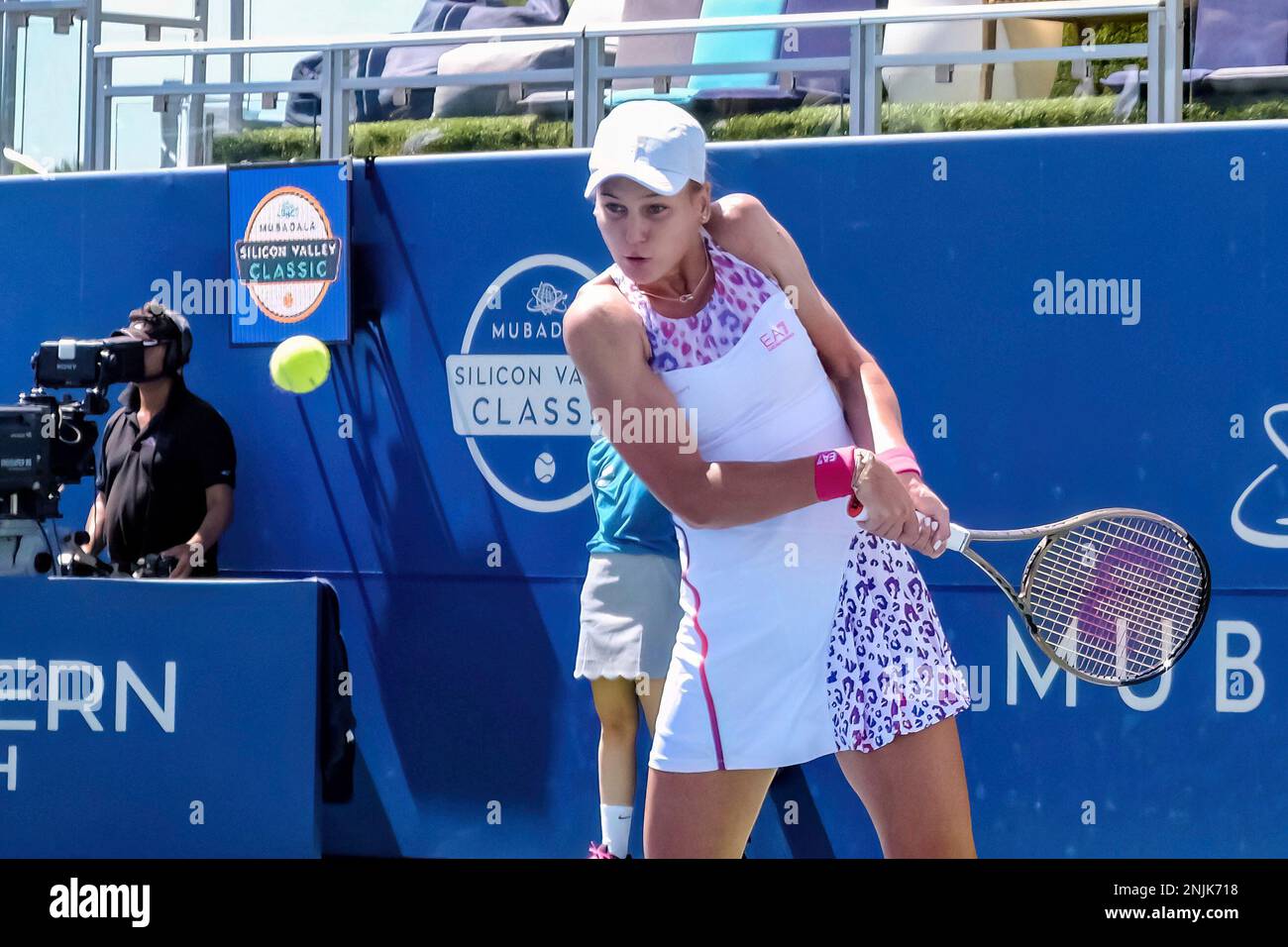 SAN JOSE, CA - AUGUST 05: Veronika Kudermetova (RUS) Launches A.