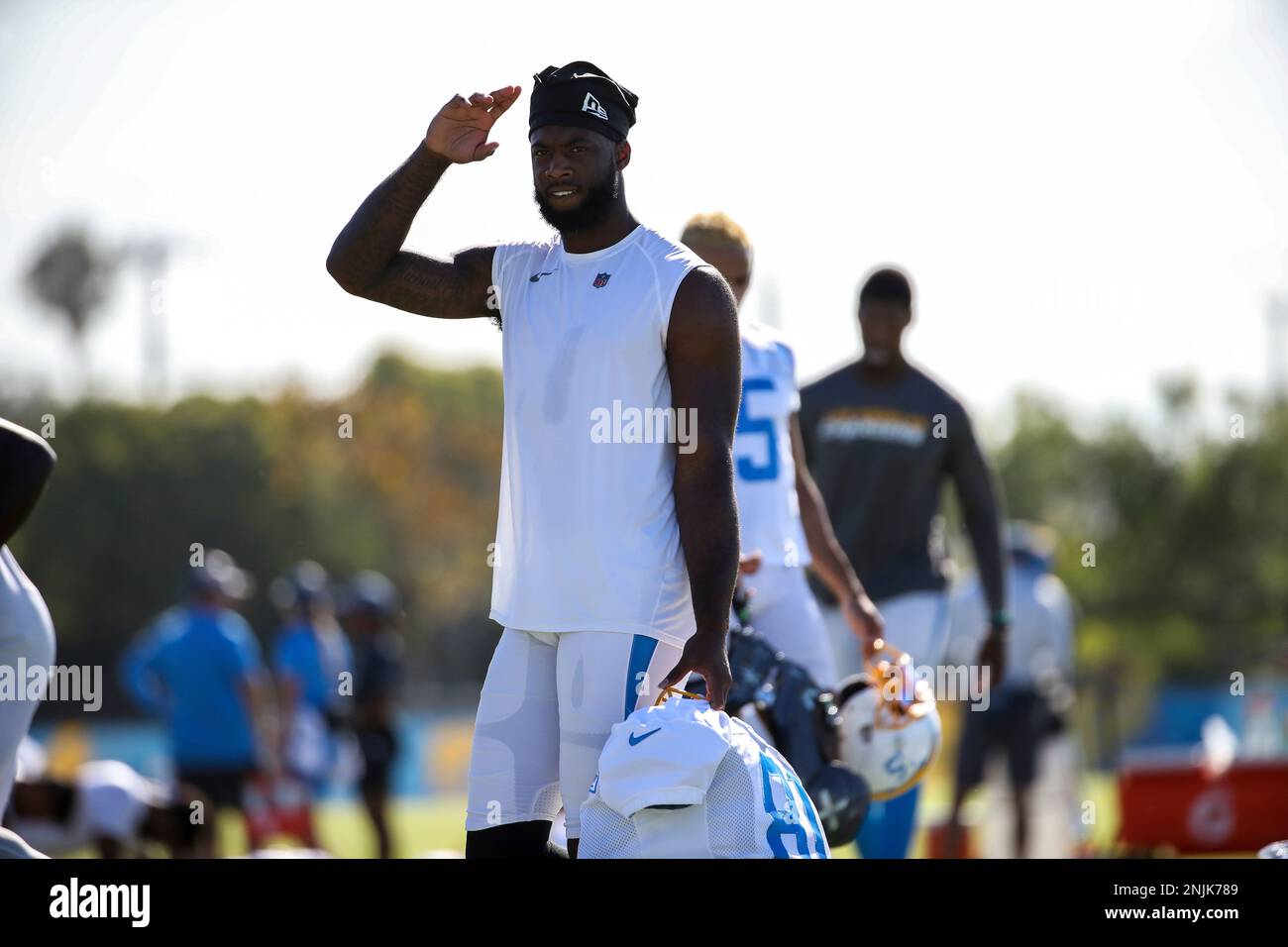 COSTA MESA, CA - AUGUST 06: Los Angeles Chargers linebacker Troy Reeder  (42) during the Los Angeles Chargers training camp at Jack Hammett Farm  Sports Complex on Saturday August 6, 2022 in