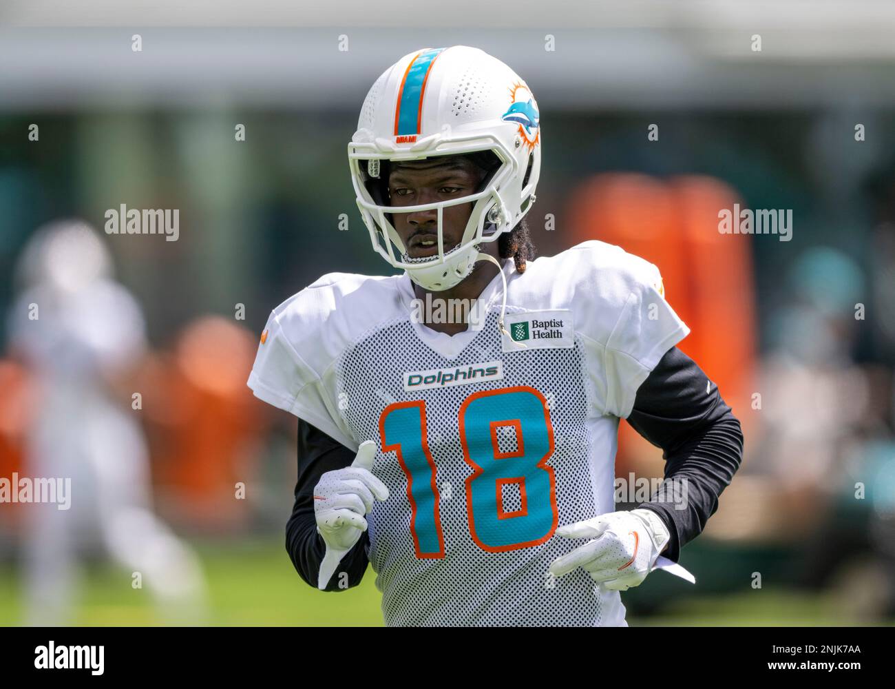 Miami Dolphins wide receiver Preston Williams (18) runs the ball