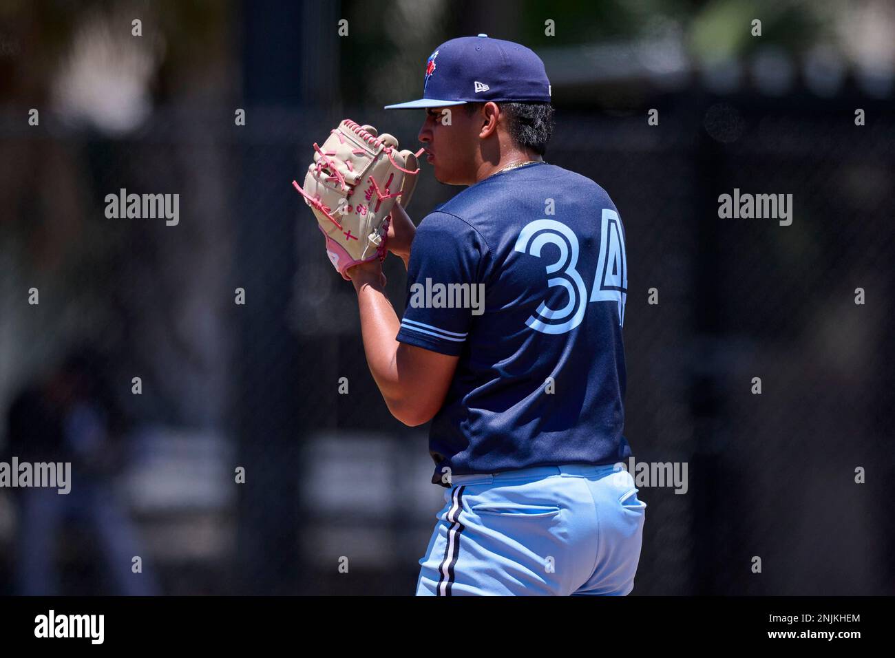 FCL Blue Jays pitcher Eliander Alcalde (34) during a Florida Complex League  baseball game against the FCL Yankees on August 4, 2022 at the Blue Jays  Player Development Complex in Dunedin, Florida. (