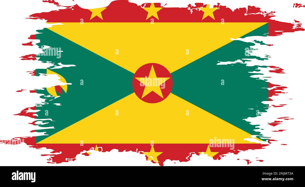 Grenada flag grunge brush color image, vector Stock Vector