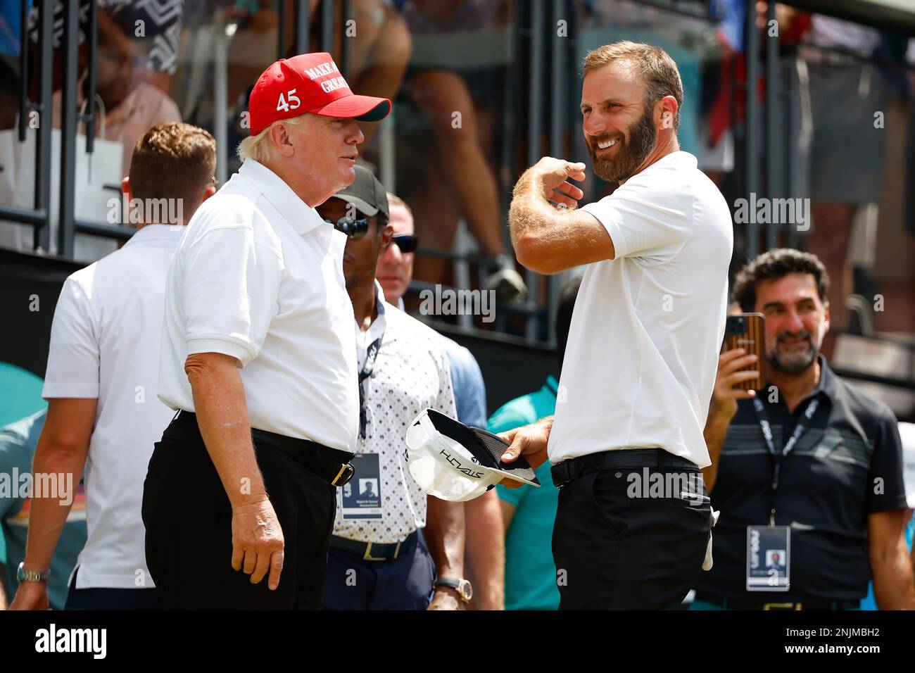 BEDMINSTER, NJ JULY 31 Former President Donald Trump talks with