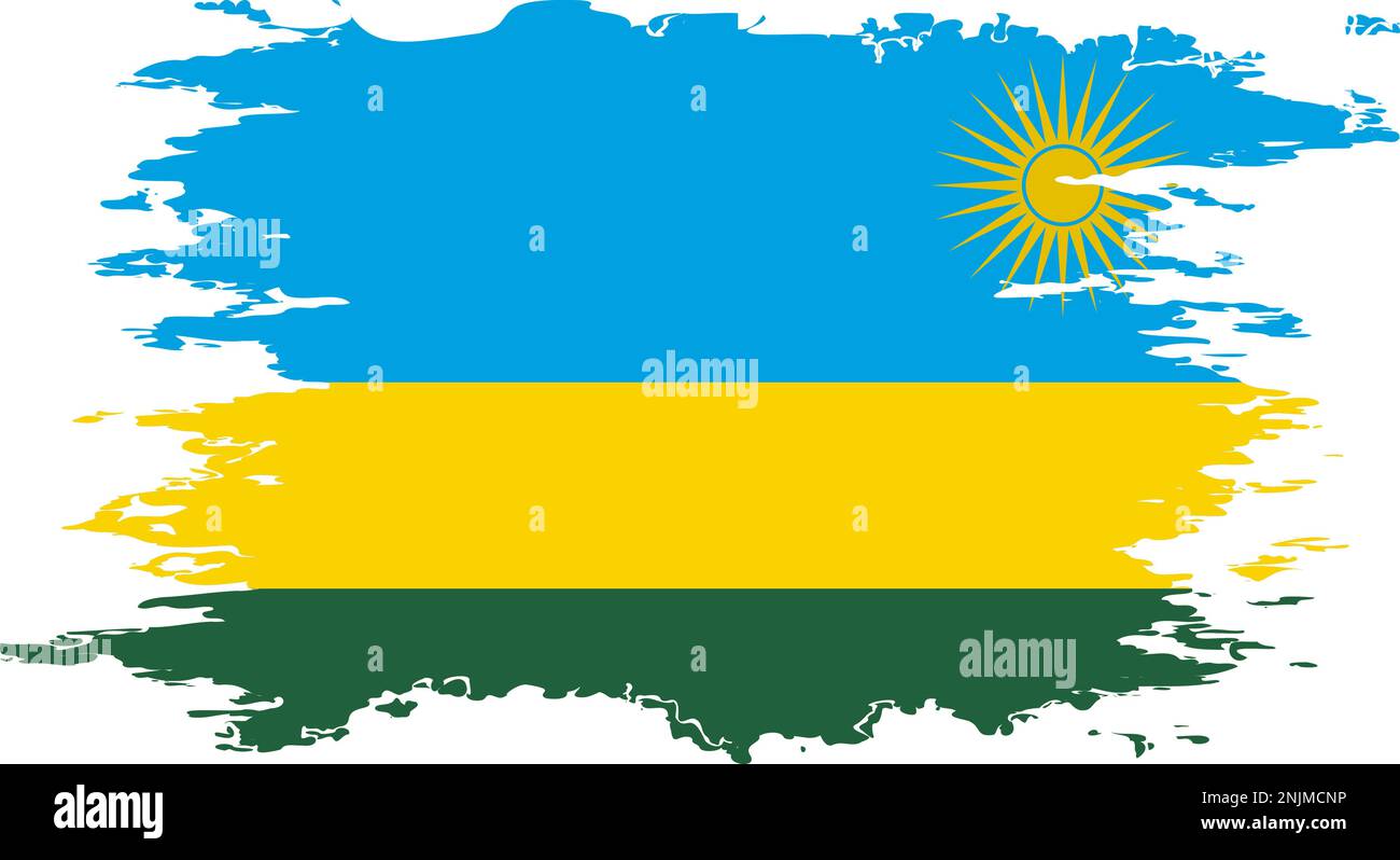 Rwanda flag grunge brush color image, vector Stock Vector