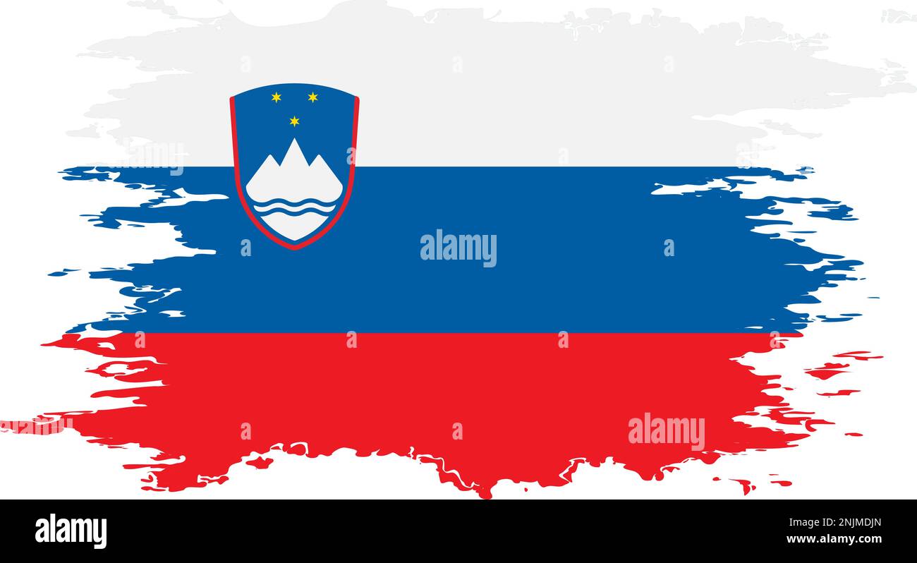 Slovenia flag grunge brush color image, vector Stock Vector