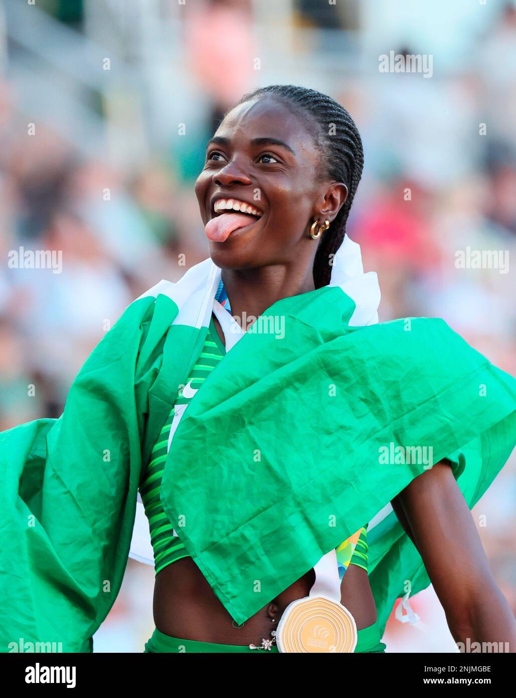 Nigeria's Tobi Amusan Celebrates After Winning The Women's 100m Hurdles ...