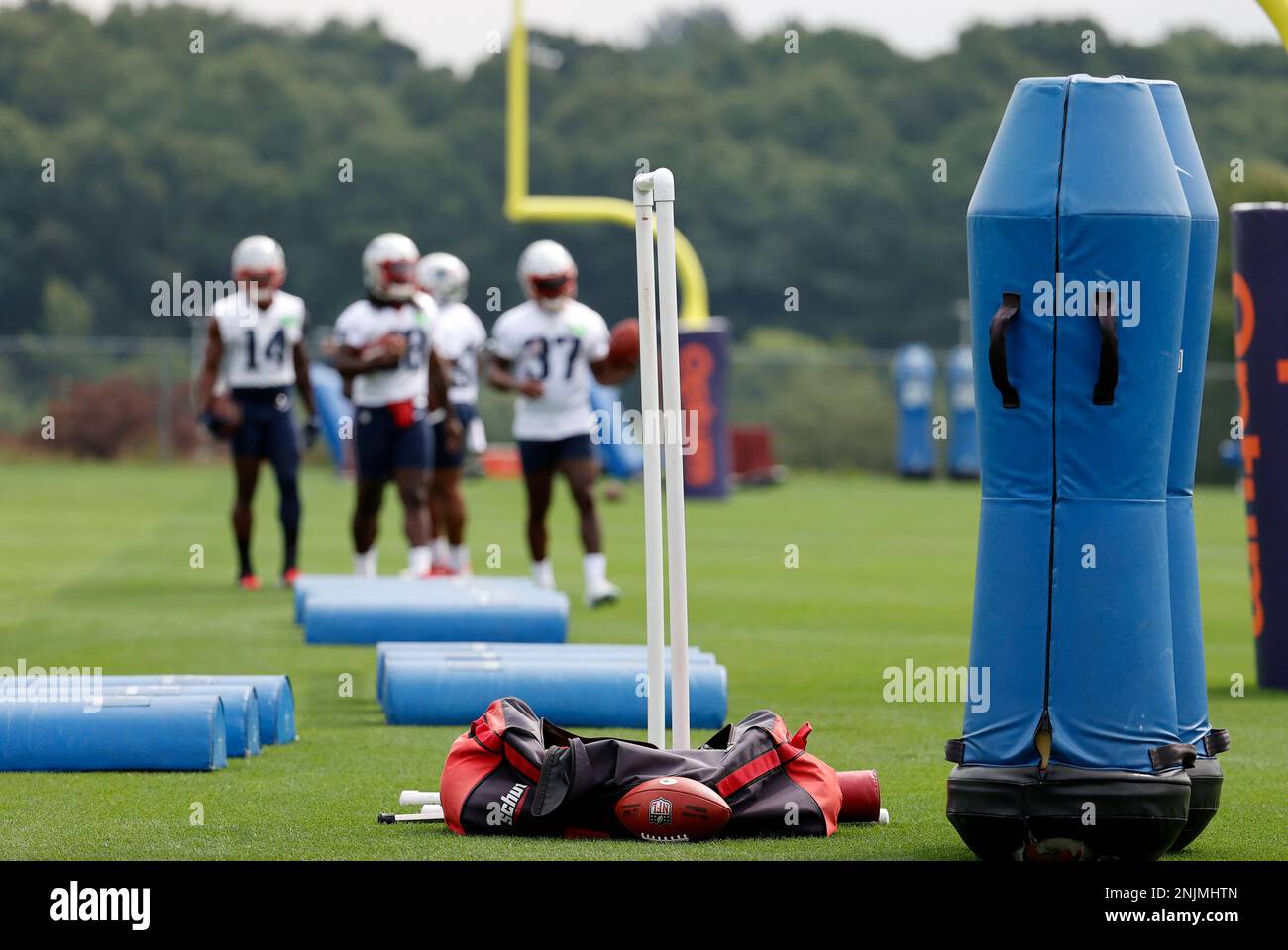 FOXBOROUGH, MA - JULY 28: Ross Douglas arrives during New England Patriots  training camp on July 28, 2022, at the Patriots Training Facility at  Gillette Stadium in Foxborough, Massachusetts. (Photo by Fred