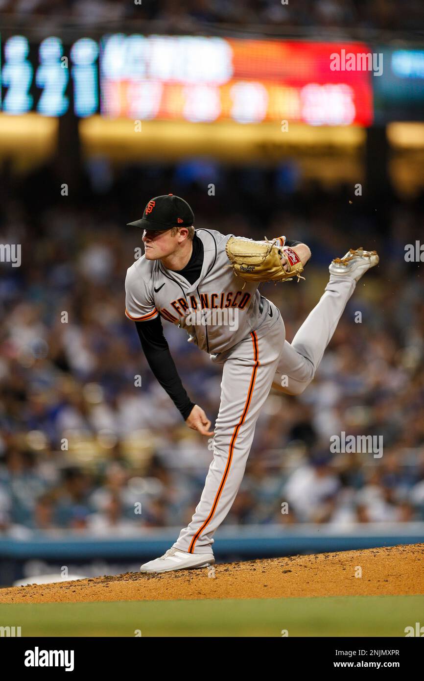 LOS ANGELES, CA - JULY 22: San Francisco Giants starting pitcher Logan Webb  (62) pitches the ball during a regular season game between the San  Francisco Giants and Los Angeles Dodgers on