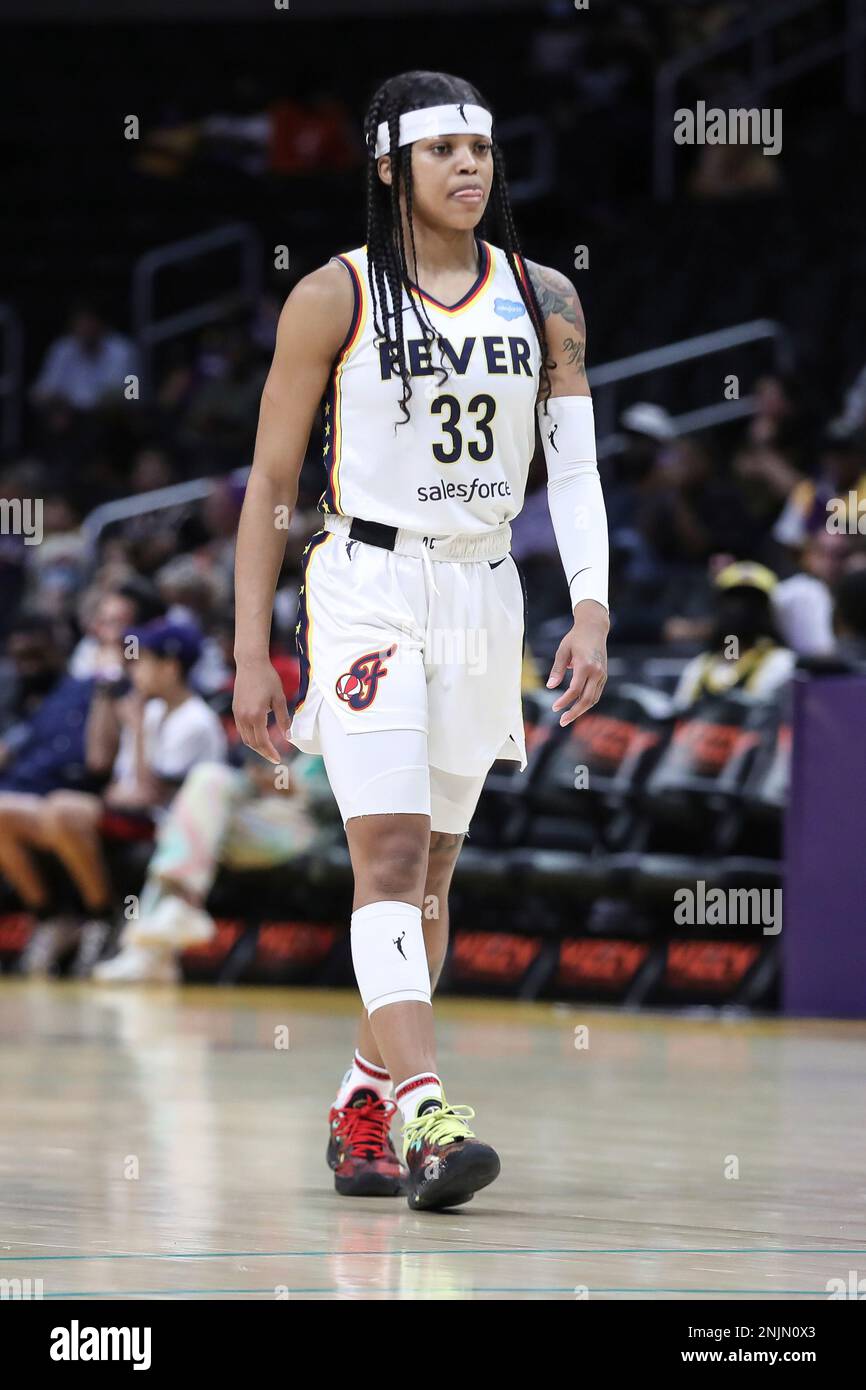 LOS ANGELES, CA - JULY 19: Indiana Fever guard Destanni Henderson (33)  during the Indiana Fever game versus the Los Angeles Sparks, on July 19,  2022, at Crypto.com Arena in Los Angeles,