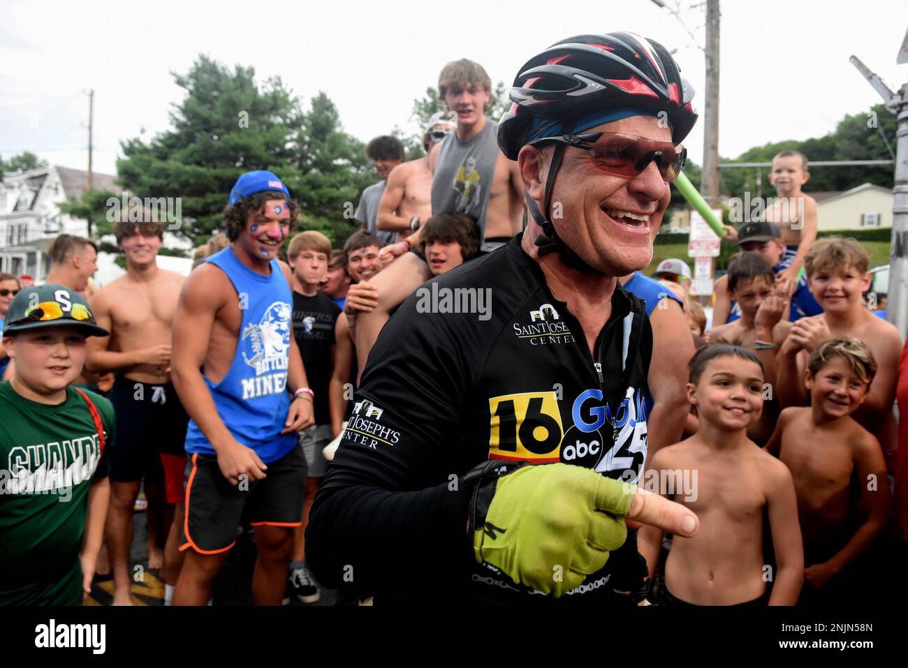WNEPTV meteorologist Joe Snedeker makes his way through the crowd