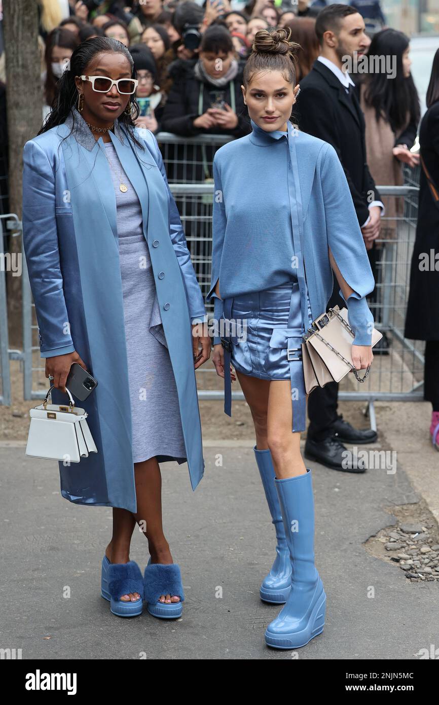 Milan, Italy, February 22, 2023. Iza, Sasha Meneghel attend the Fendi Fashion Show during Milan Fashion Week Fall-Winter 2023-24, Milan, Italy, February 22, 2023. Photo by Marco Piovanotto/ABACAPRESS.COM Stock Photo
