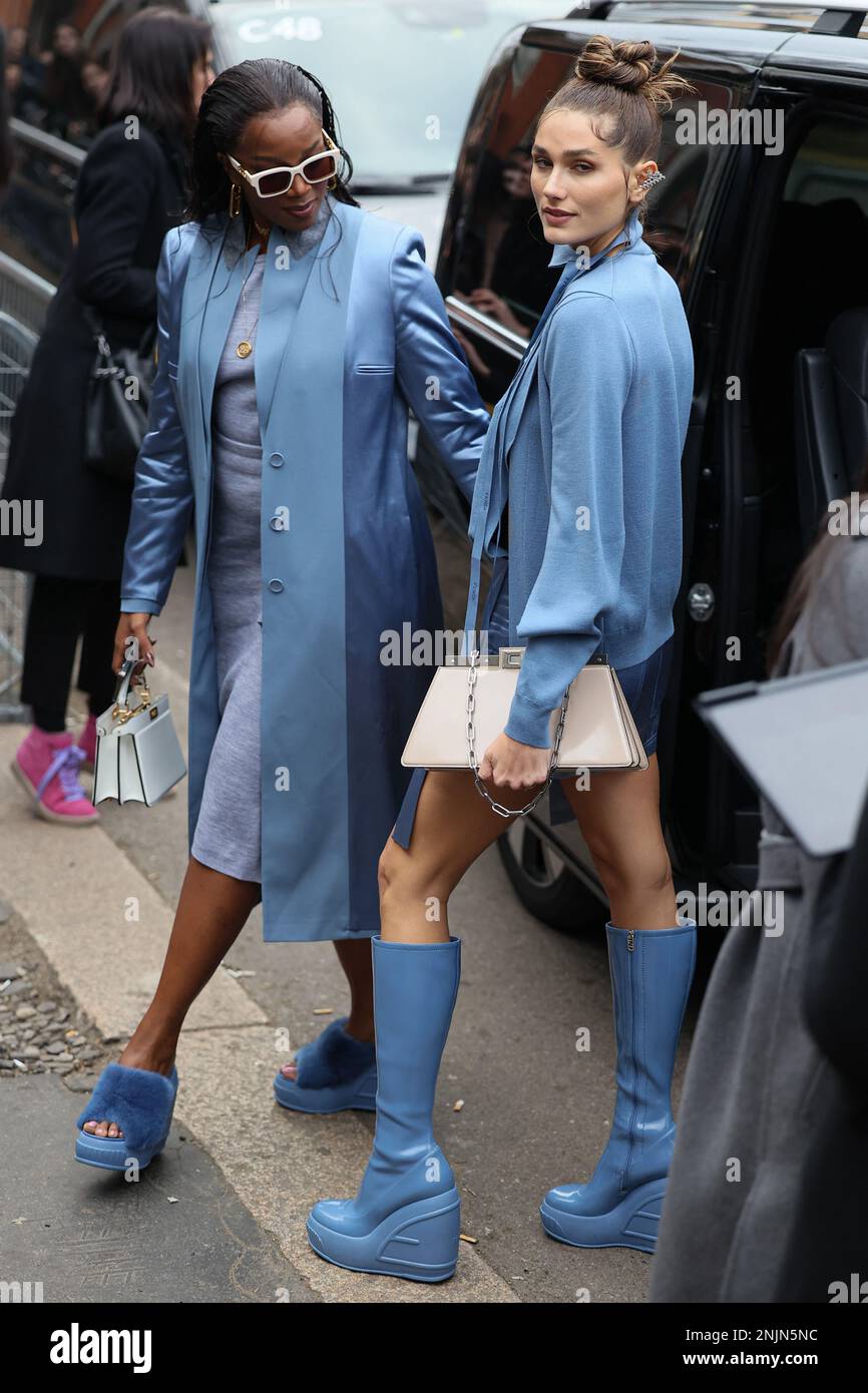 Milan, Italy, February 22, 2023. Iza, Sasha Meneghel attend the Fendi Fashion Show during Milan Fashion Week Fall-Winter 2023-24, Milan, Italy, February 22, 2023. Photo by Marco Piovanotto/ABACAPRESS.COM Stock Photo