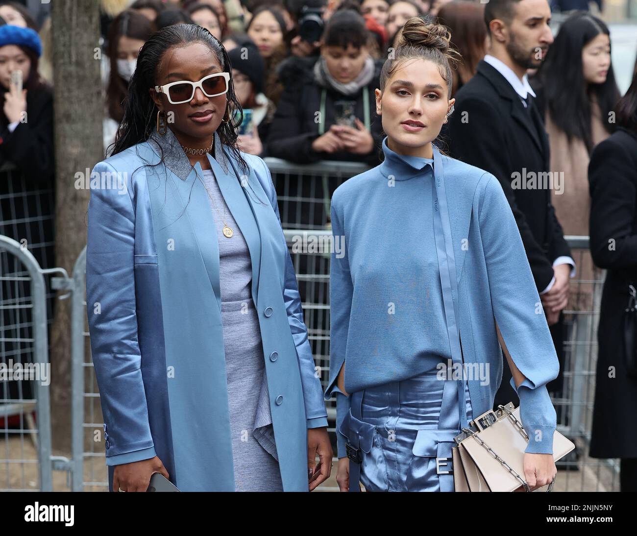 Milan, Italy, February 22, 2023. Iza, Sasha Meneghel attend the Fendi Fashion Show during Milan Fashion Week Fall-Winter 2023-24, Milan, Italy, February 22, 2023. Photo by Marco Piovanotto/ABACAPRESS.COM Stock Photo