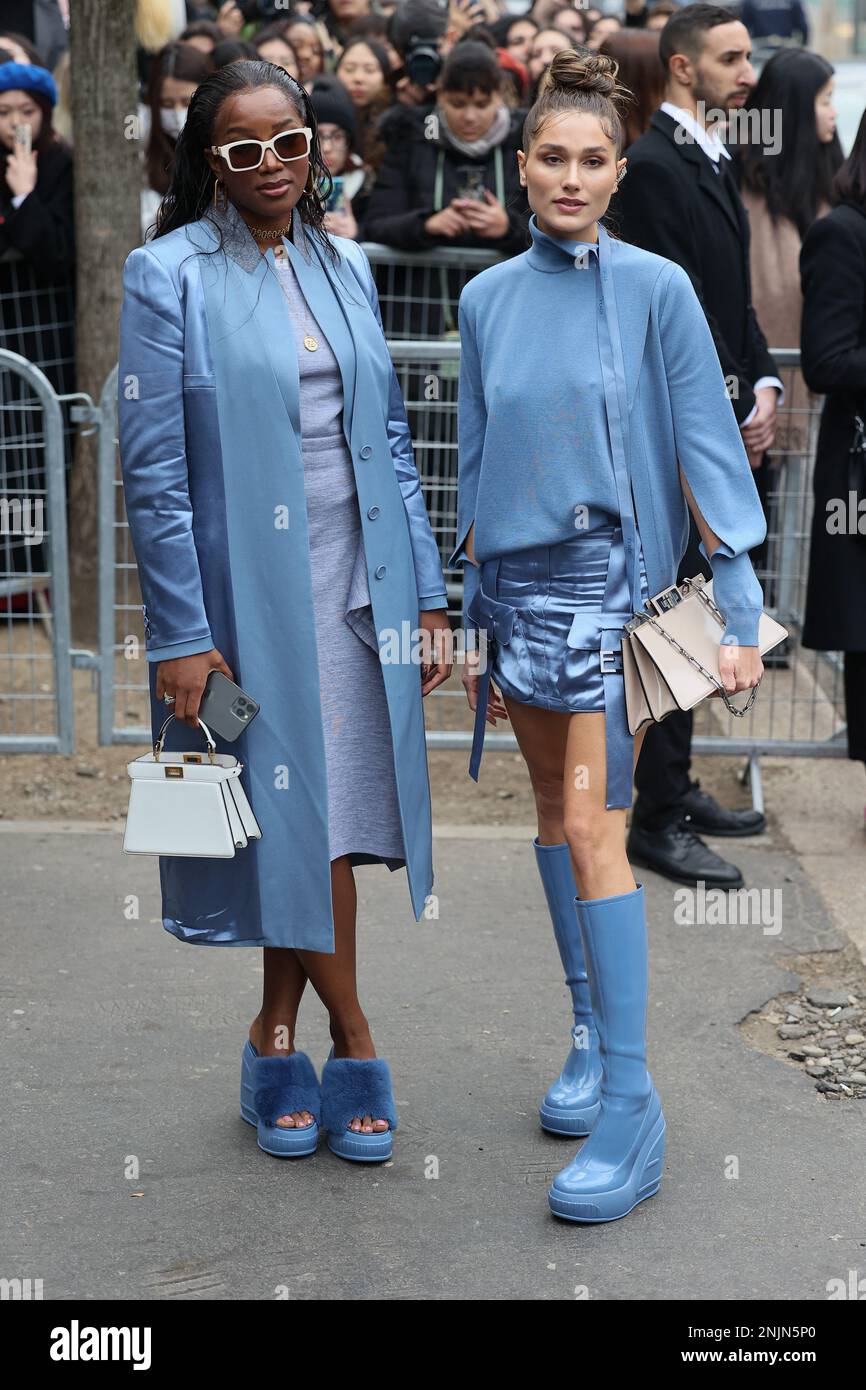 Milan, Italy, February 22, 2023. Iza, Sasha Meneghel attend the Fendi Fashion Show during Milan Fashion Week Fall-Winter 2023-24, Milan, Italy, February 22, 2023. Photo by Marco Piovanotto/ABACAPRESS.COM Stock Photo