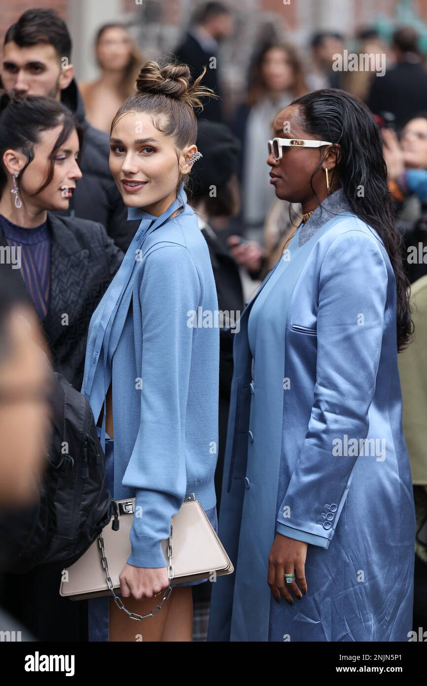 Milan, Italy, February 22, 2023. Iza, Sasha Meneghel attend the Fendi Fashion Show during Milan Fashion Week Fall-Winter 2023-24, Milan, Italy, February 22, 2023. Photo by Marco Piovanotto/ABACAPRESS.COM Stock Photo