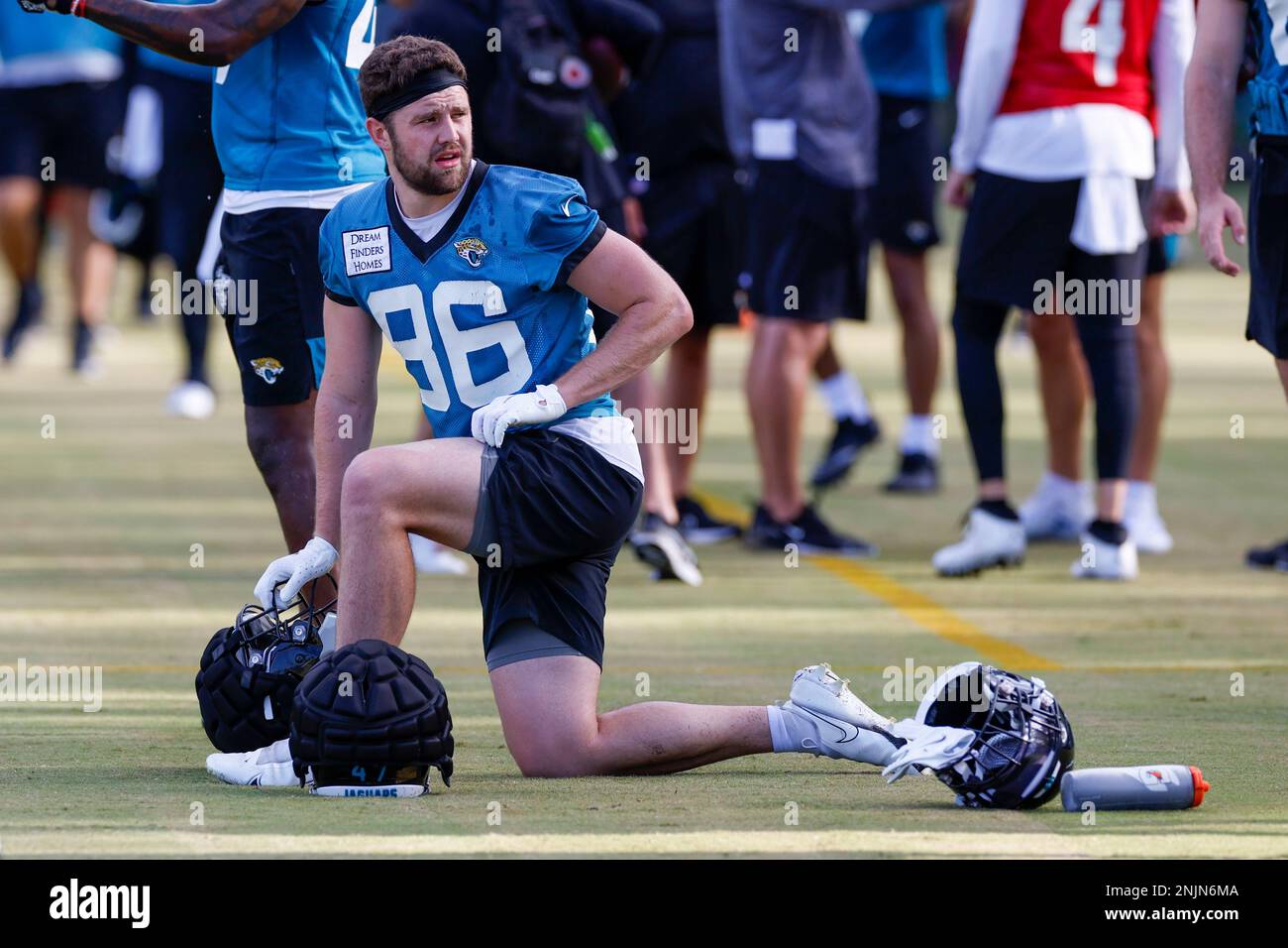 Jacksonville Jaguars tight end Gerrit Prince (86) is seen during warm ups  before an NFL football