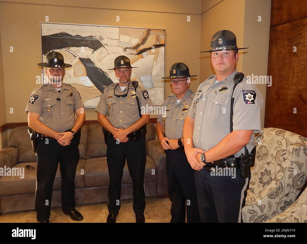 Members of the Arkansas Highway Police, Joseph Beggs (from left), Mark
