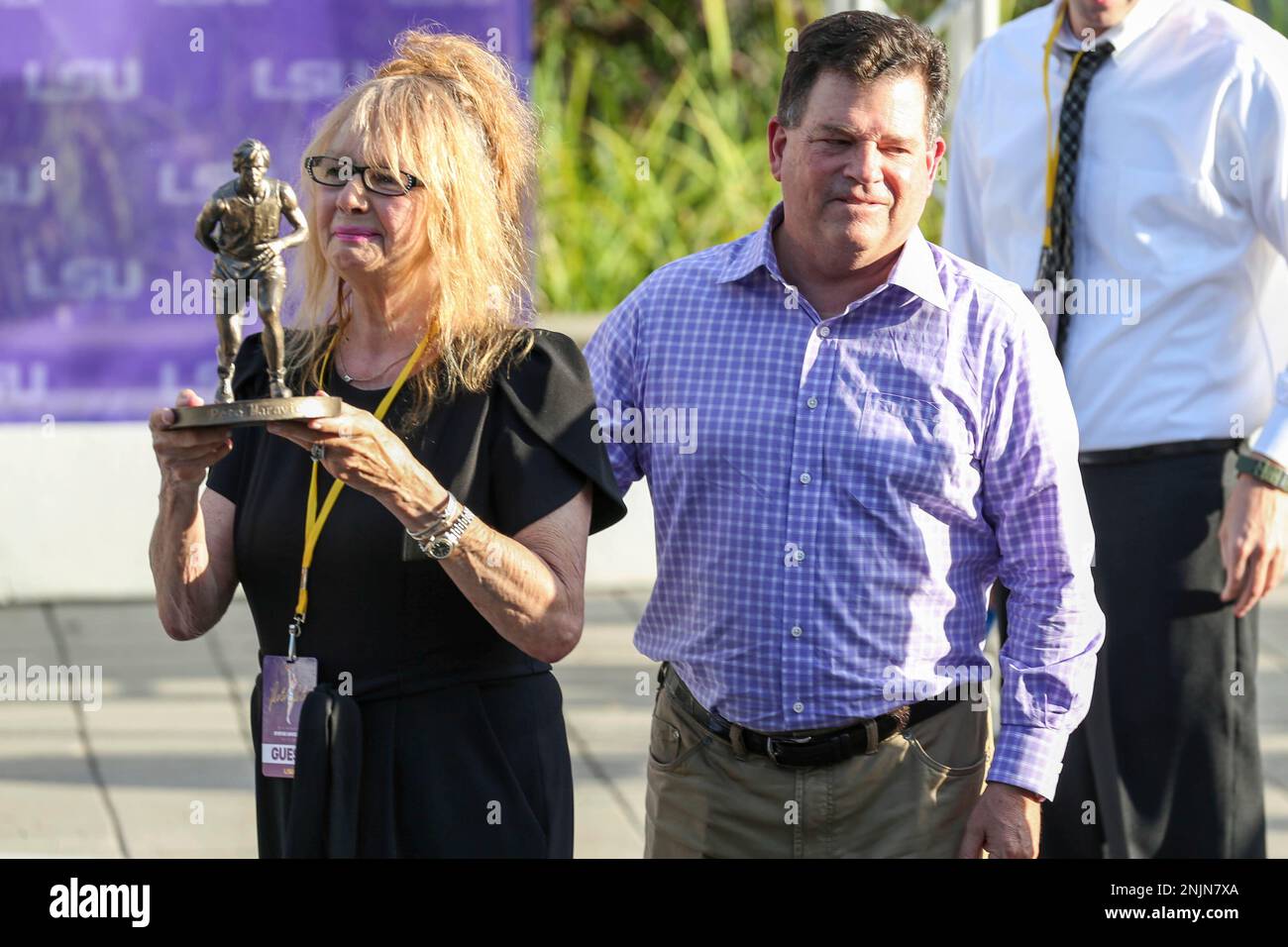 July 25, 2022 LSU Athletic Director Scott Woorward presents Jackie