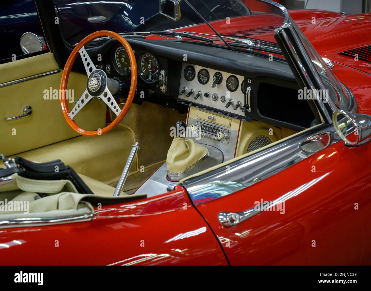 Interior of a convertible car of the 60s of the 20th century in the