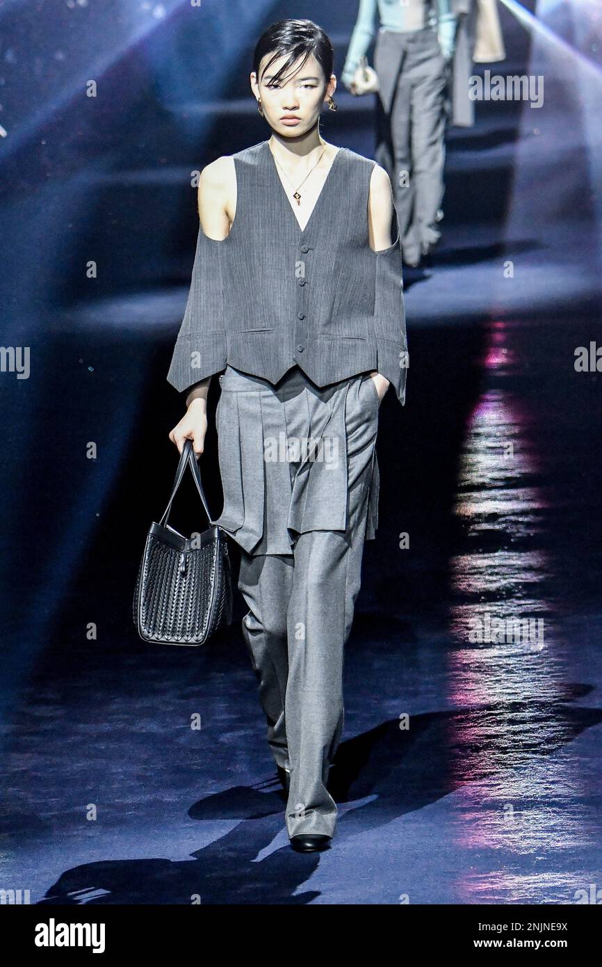 Milan Italy 22 02 2023 Models On The Runway At The Fendi Fashion Milan Italy 22 02 2023 Models On The Runway At The Fendi Fashion