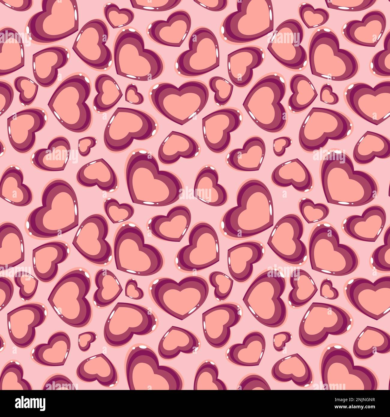 Seamless vector pattern with hearts in flat technique Stock Vector
