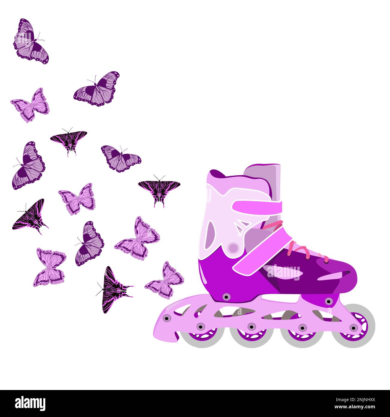 Rollerskates with butterflies vector illustration Stock Vector Image