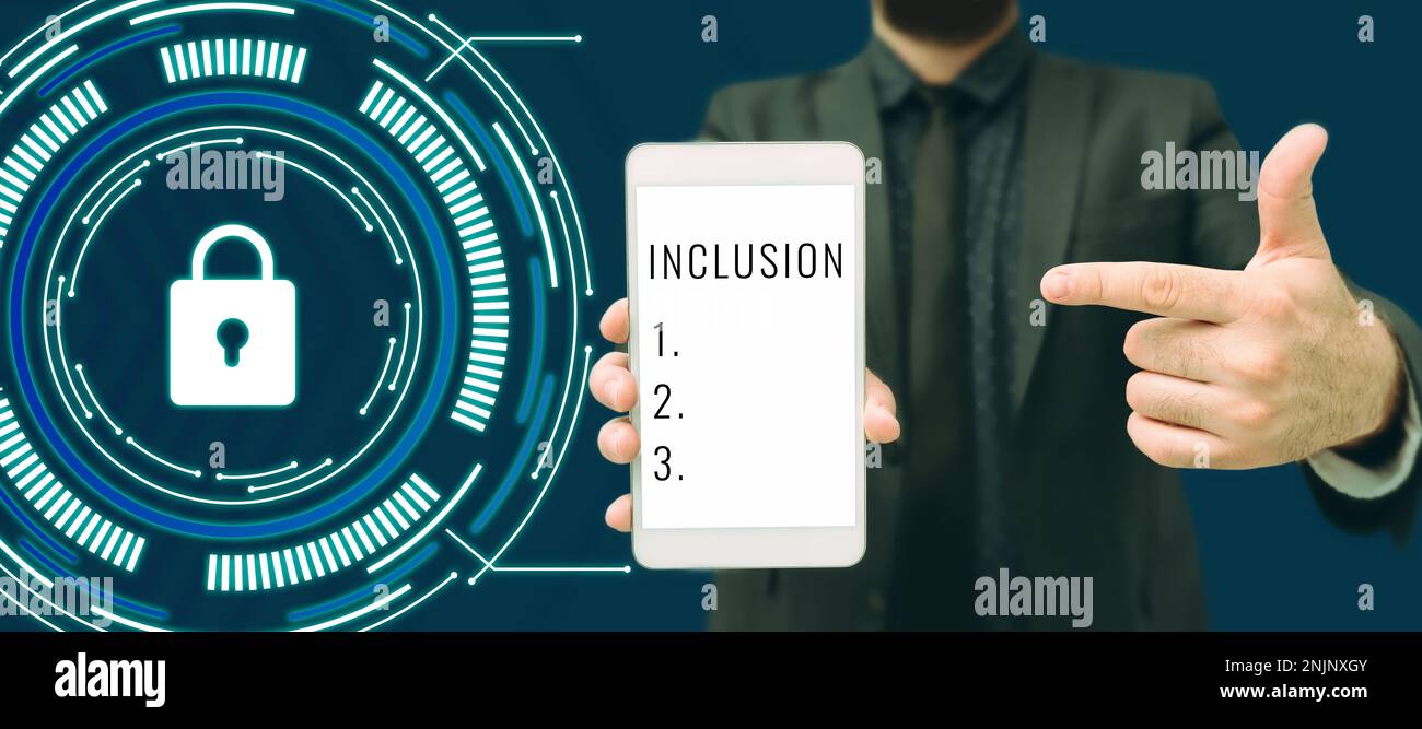 Conceptual caption Inclusion. Business overview action state including ...