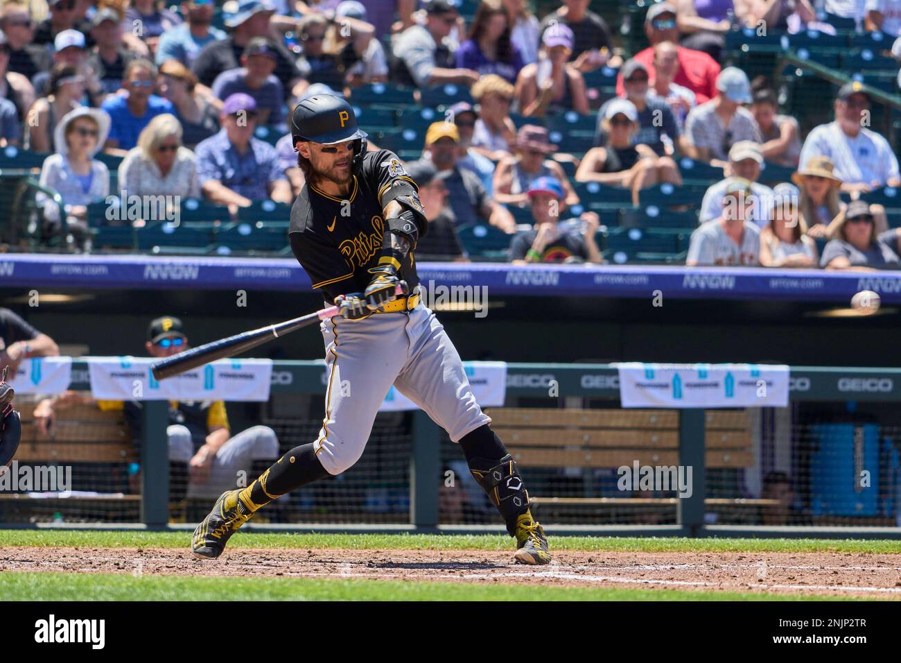 July 17 2022: Pittsburgh first baseman Michael Chavis (2) on the base path  during the game with Pittsburgh Pirates and Colorado Rockies held at Coors  Field in Denver Co. David Seelig/Cal Sport