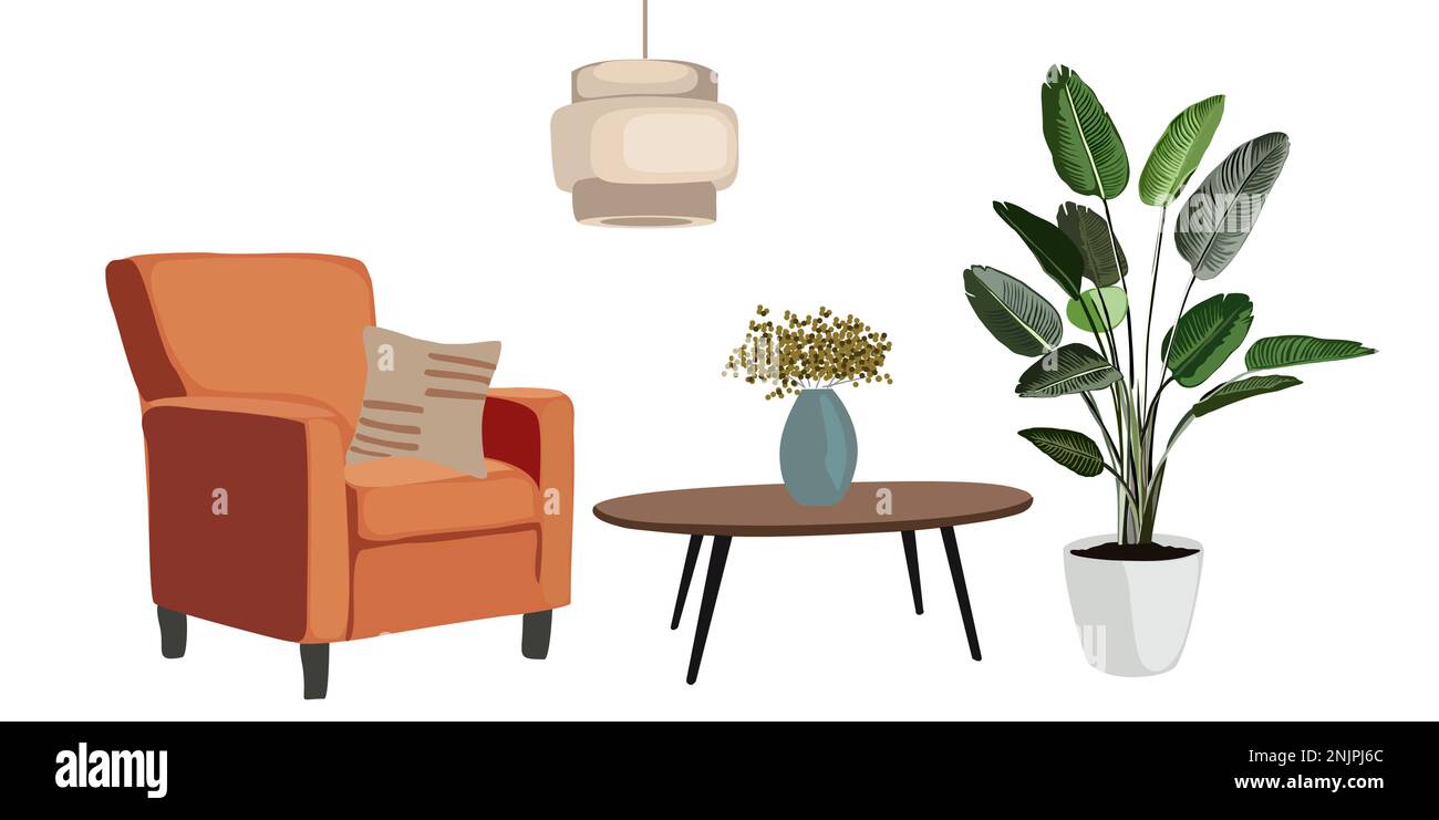 Modern living room interior with armchair vector Stock Vector Image ...