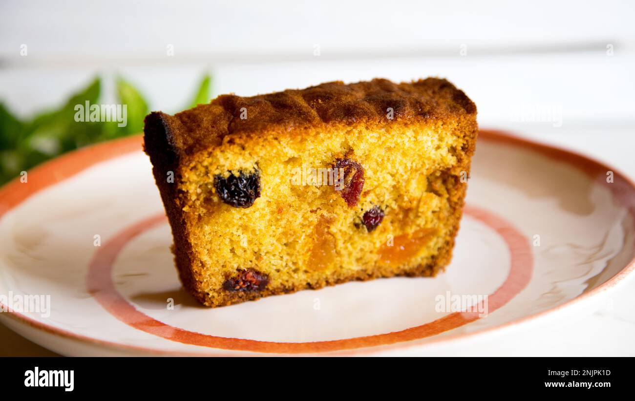 The fruitcake is a cake made with candied or chopped fresh fruit, nuts