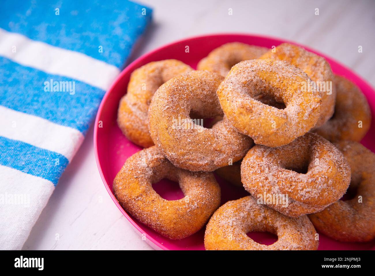 Traditional Spanish fried donuts made with lemon and cinnamon Stock