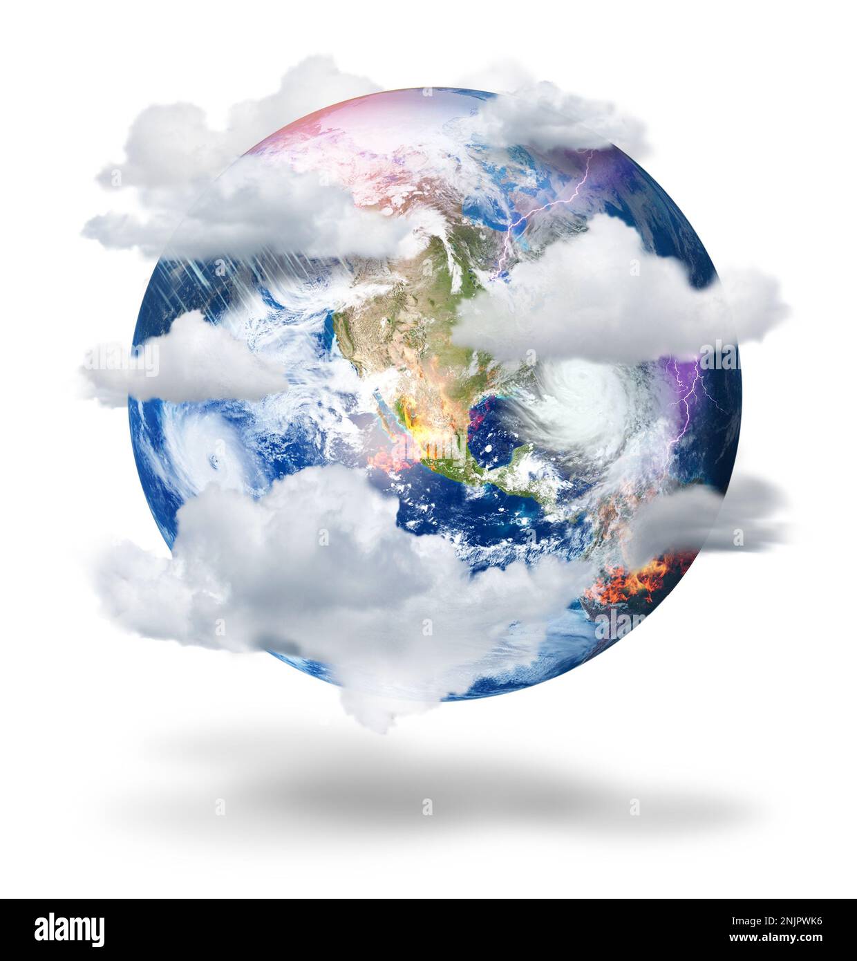 Climate change threats over planet Earth, dangers of global warming concept. Some elements of the image provided by NASA Stock Photo