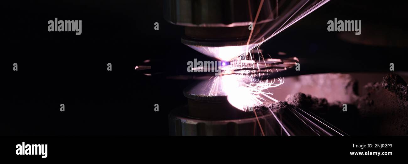 CNC laser cutting metal modern industrial technology Stock Photo