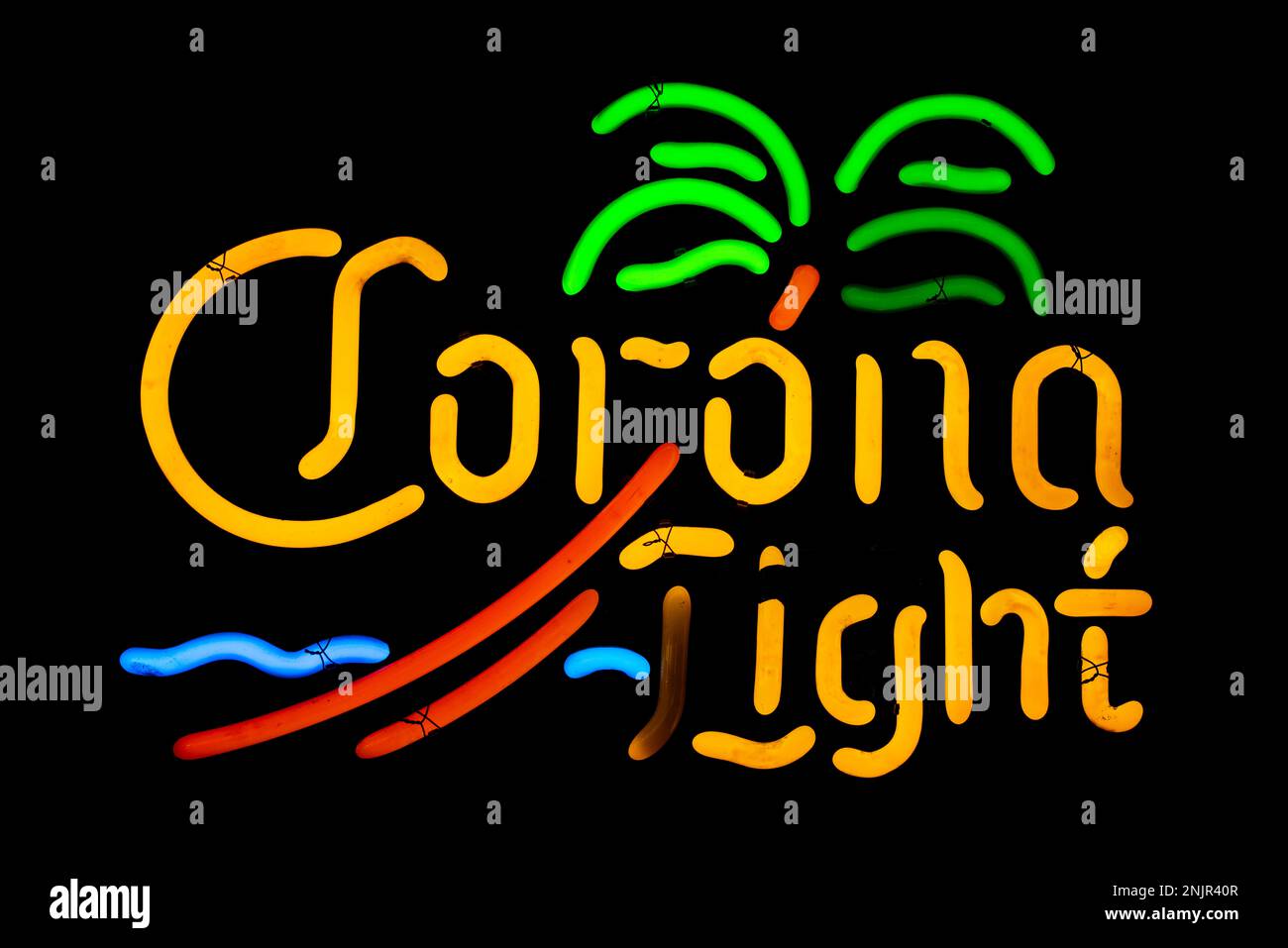 ANNAPOLIS, MARYLAND, USA - JUNE 03, 2022: Corona Light beer neon sign. Stock Photo