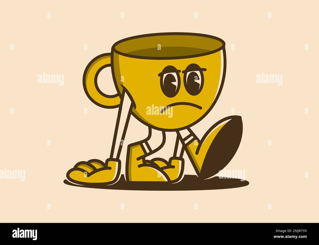 Mascot character illustration design of a sad coffee cup Stock Vector ...