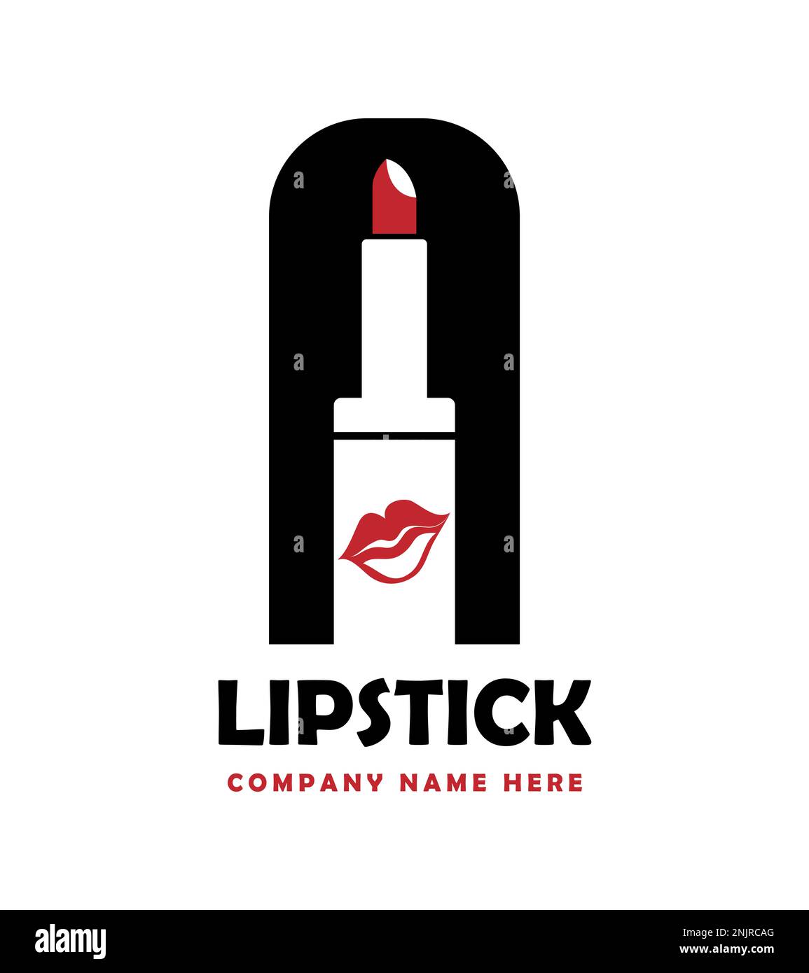 Black and white lipstick cosmetics logo, beauty product logo Stock