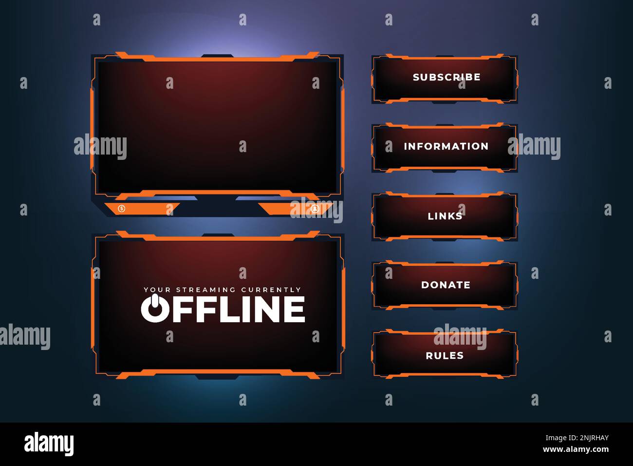 Creative display frame border decoration with orange color shapes and